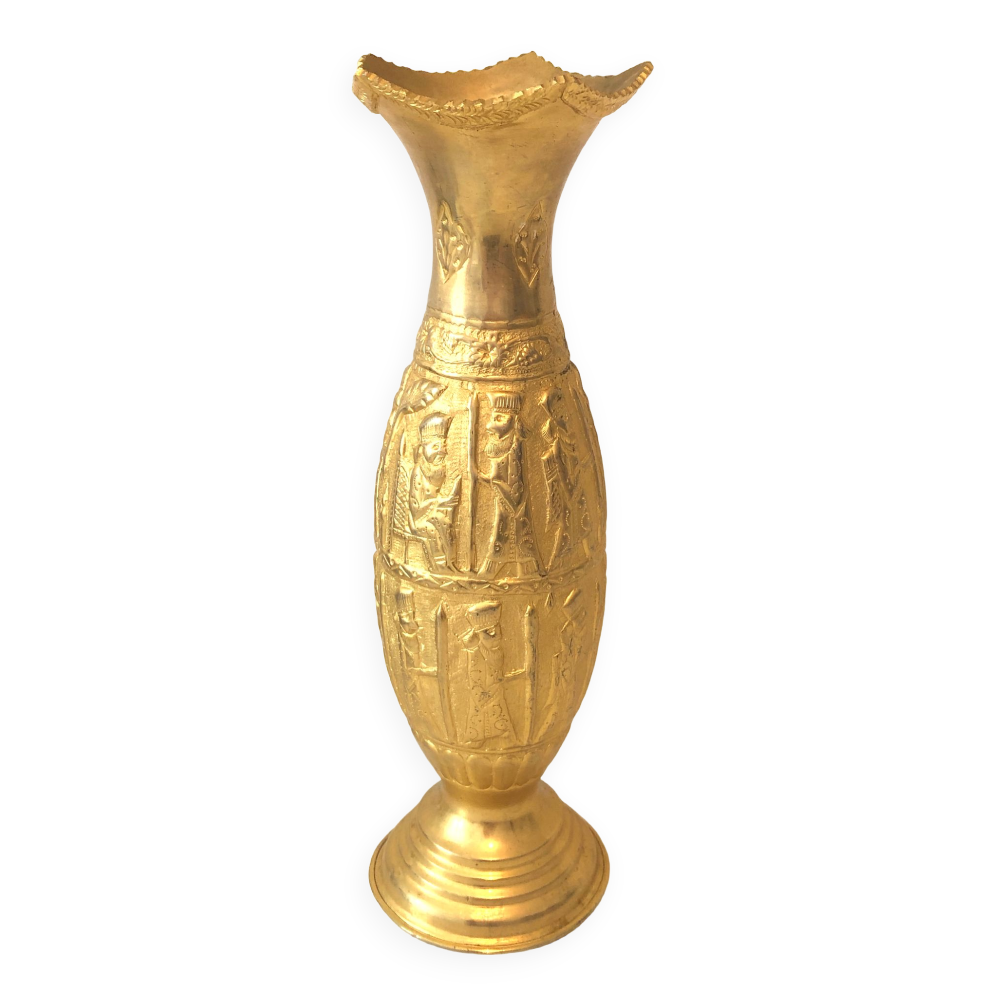 vase-ancien-pied-laiton-dor-selency