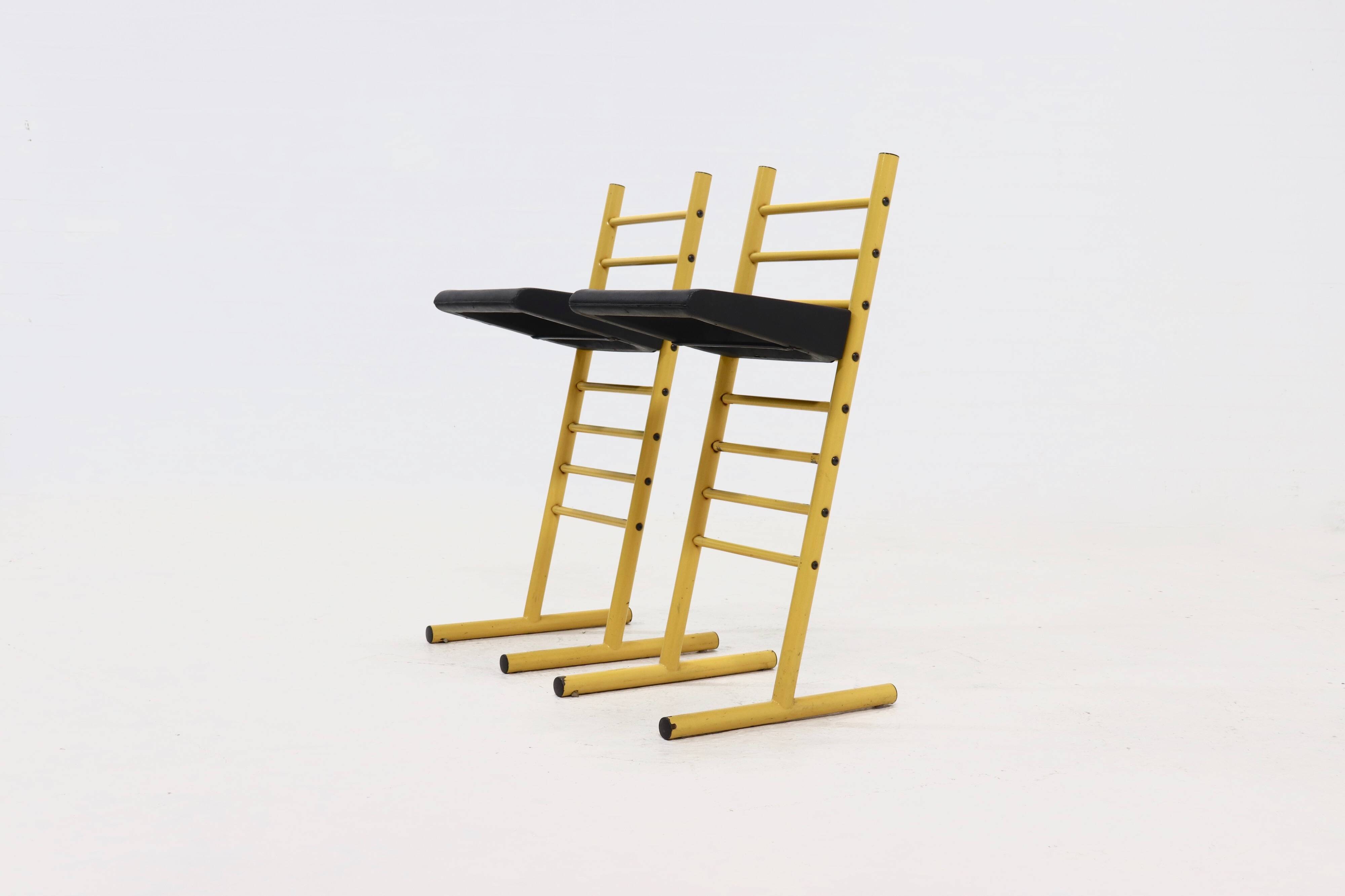 Set of 2 Italian Height Adjustable Chairs or Barstools 1980s