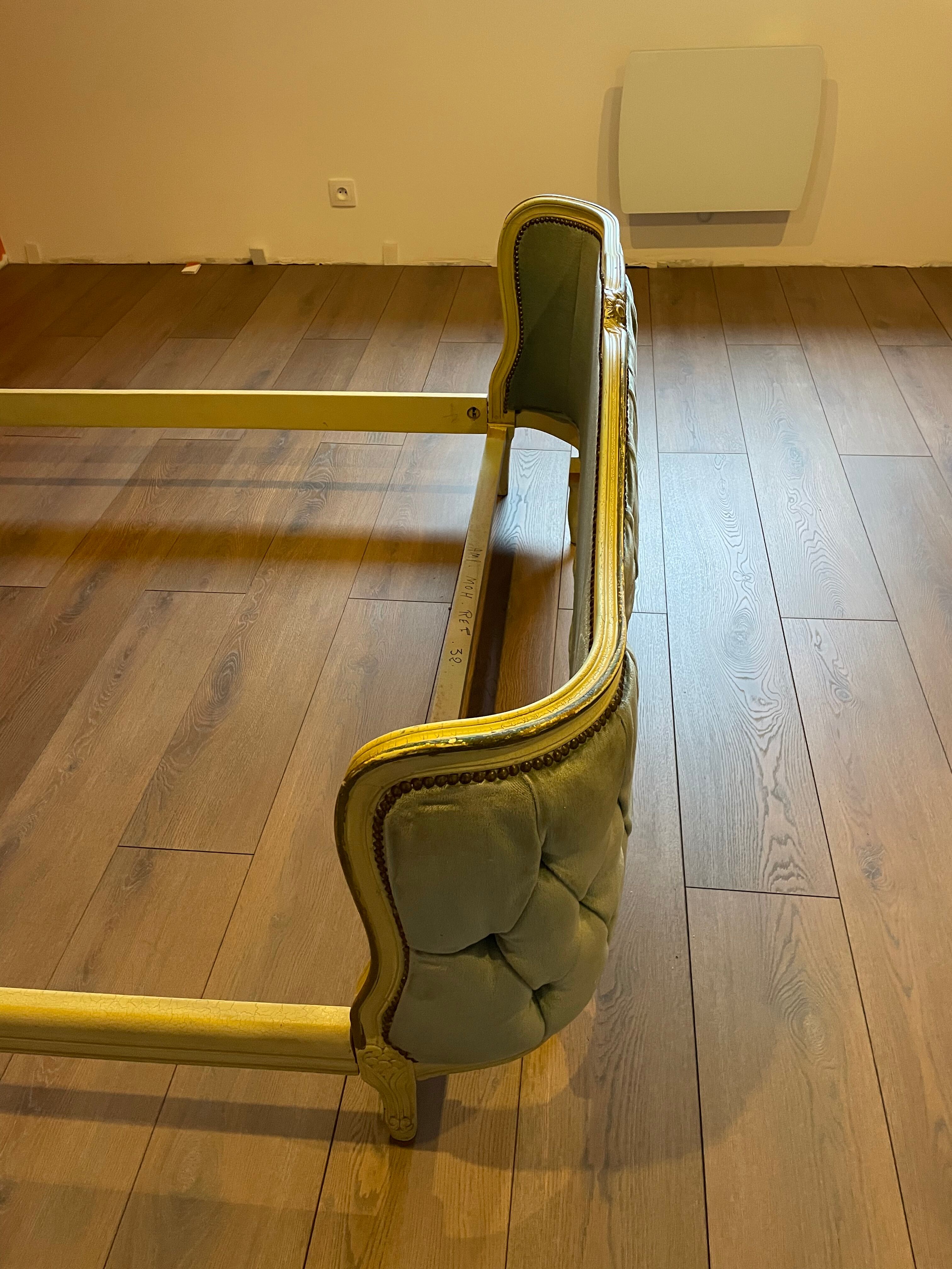 Upholstered bed Louis XVI blue style