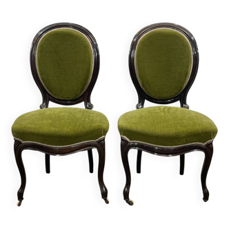 Pair of Napoleon III period chairs in rosewood - 19th century