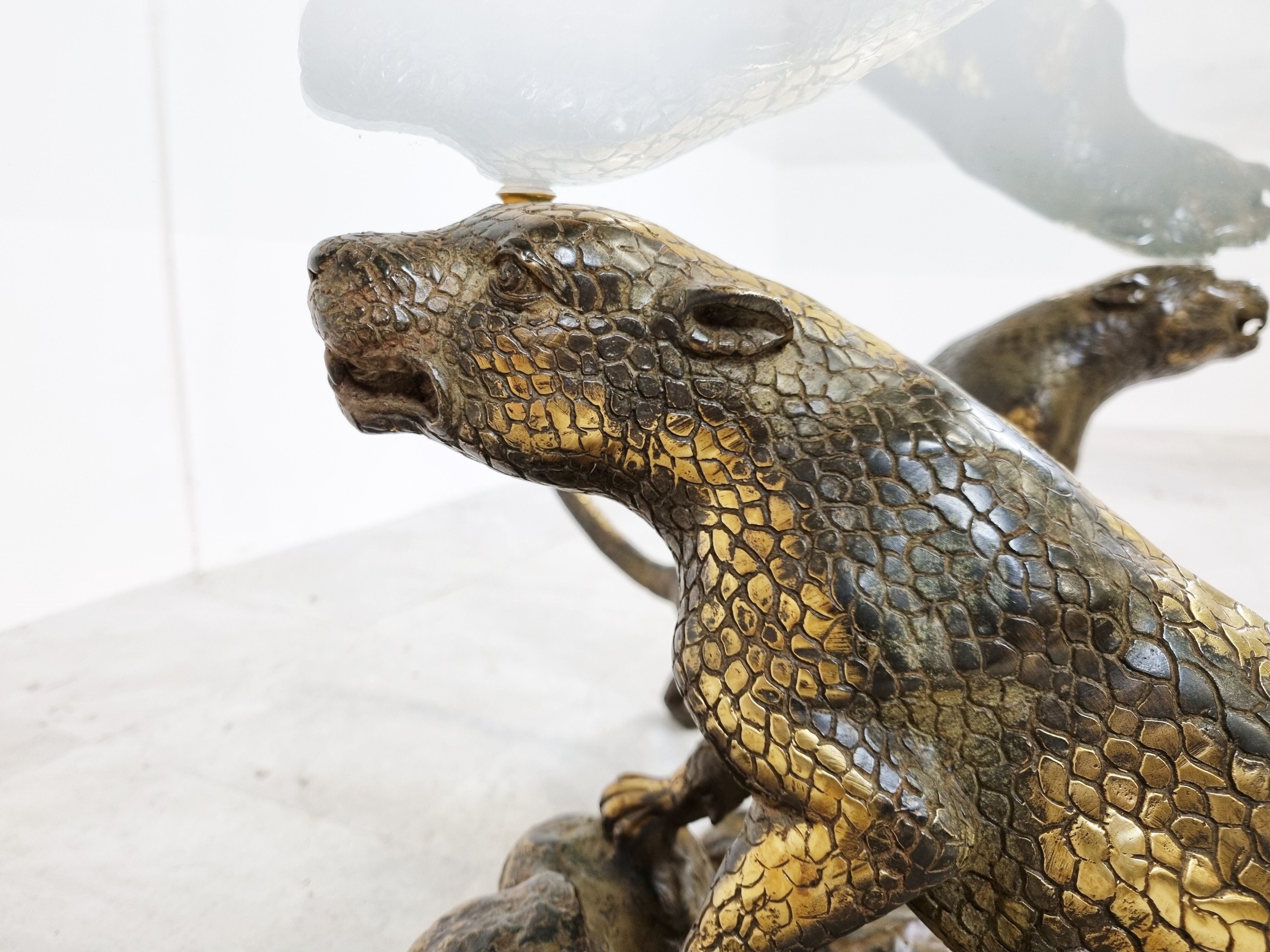 Bronze leopard coffee table, 1970s