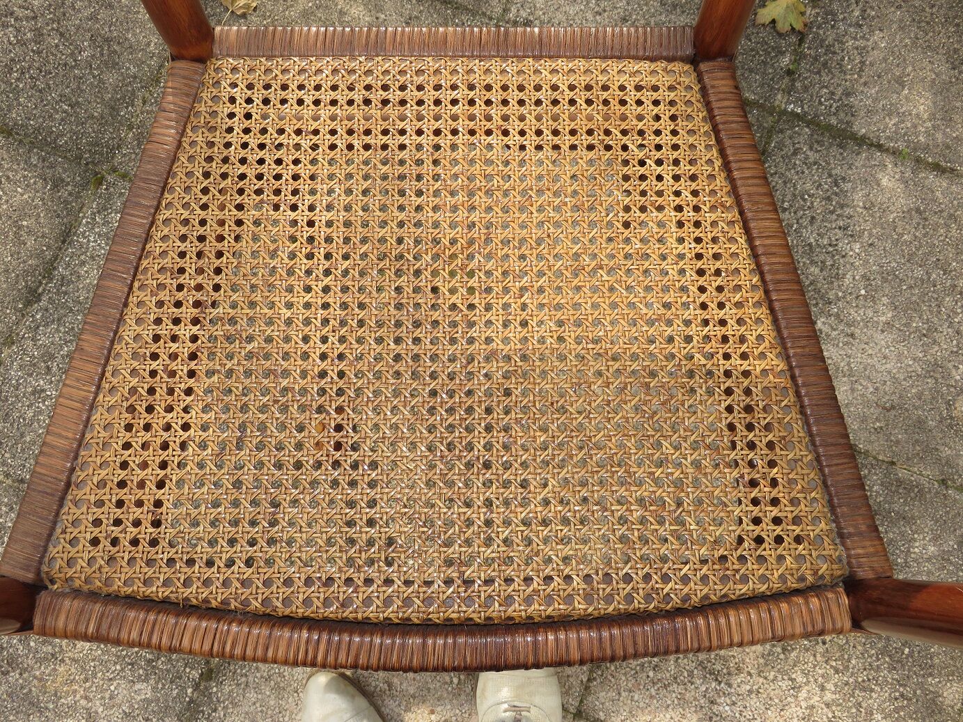 Fauteuil bureau bois courbé et cannage