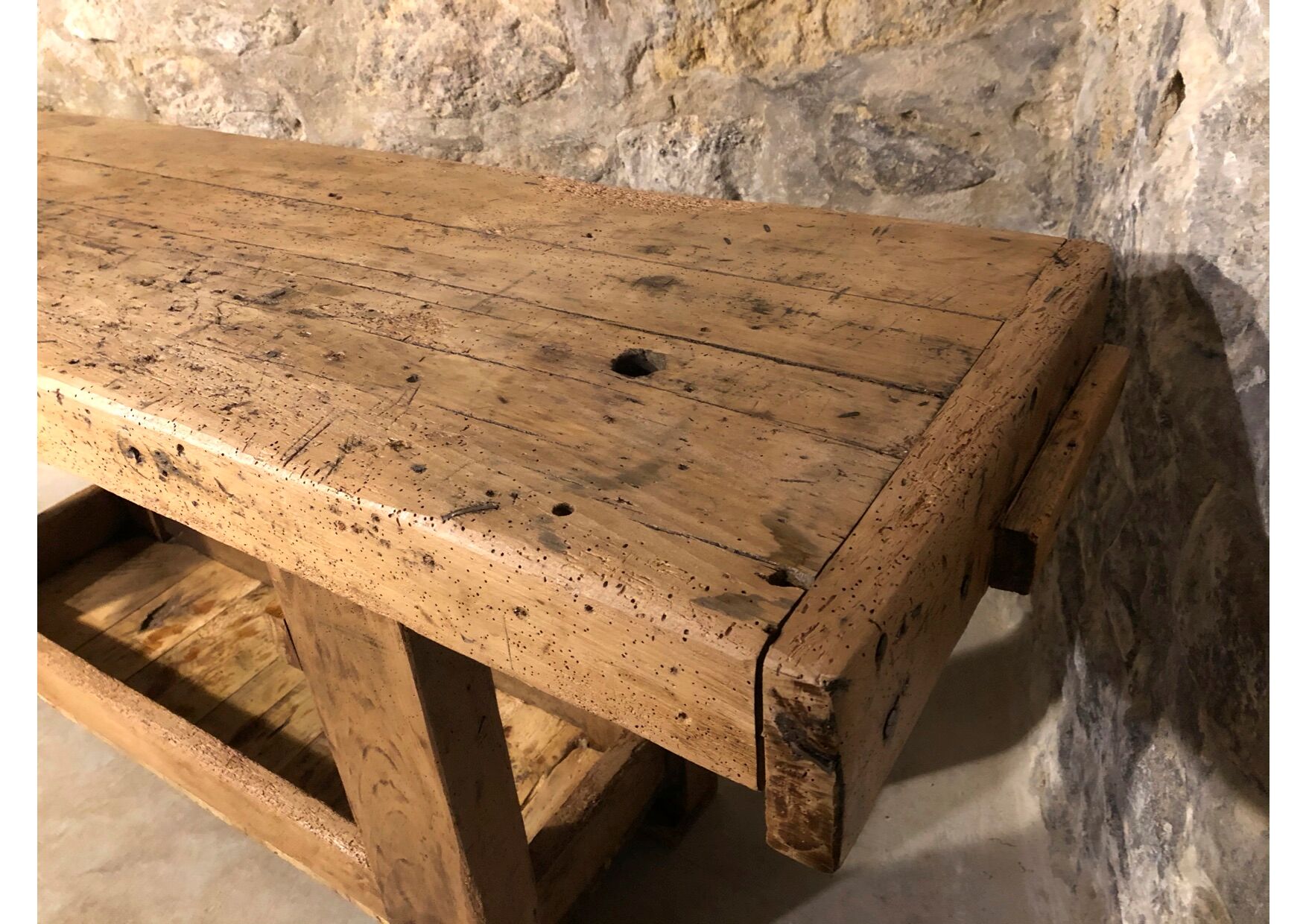 Old carpenter's wooden workbench