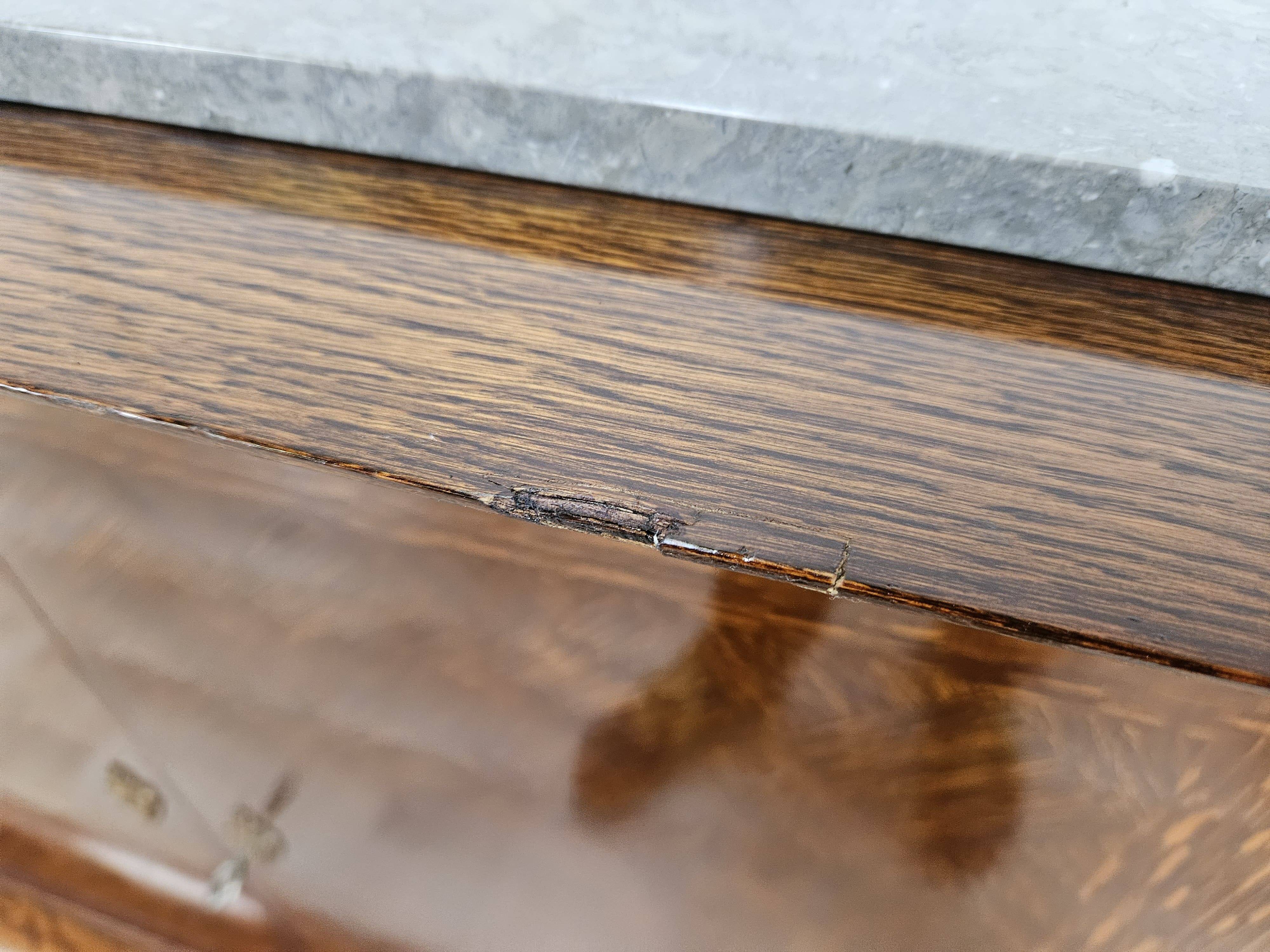 Buffet Art Déco en chêne pour salle à manger avec plateau en marbre