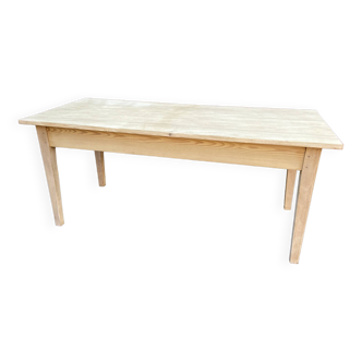 grande table de ferme 175 cm en sapin 1900 brasserie bois naturel brut