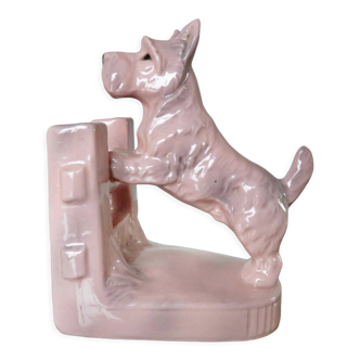 Greenhouse books " Scottish Terrier " in pink ceramic Germany 60s 70s