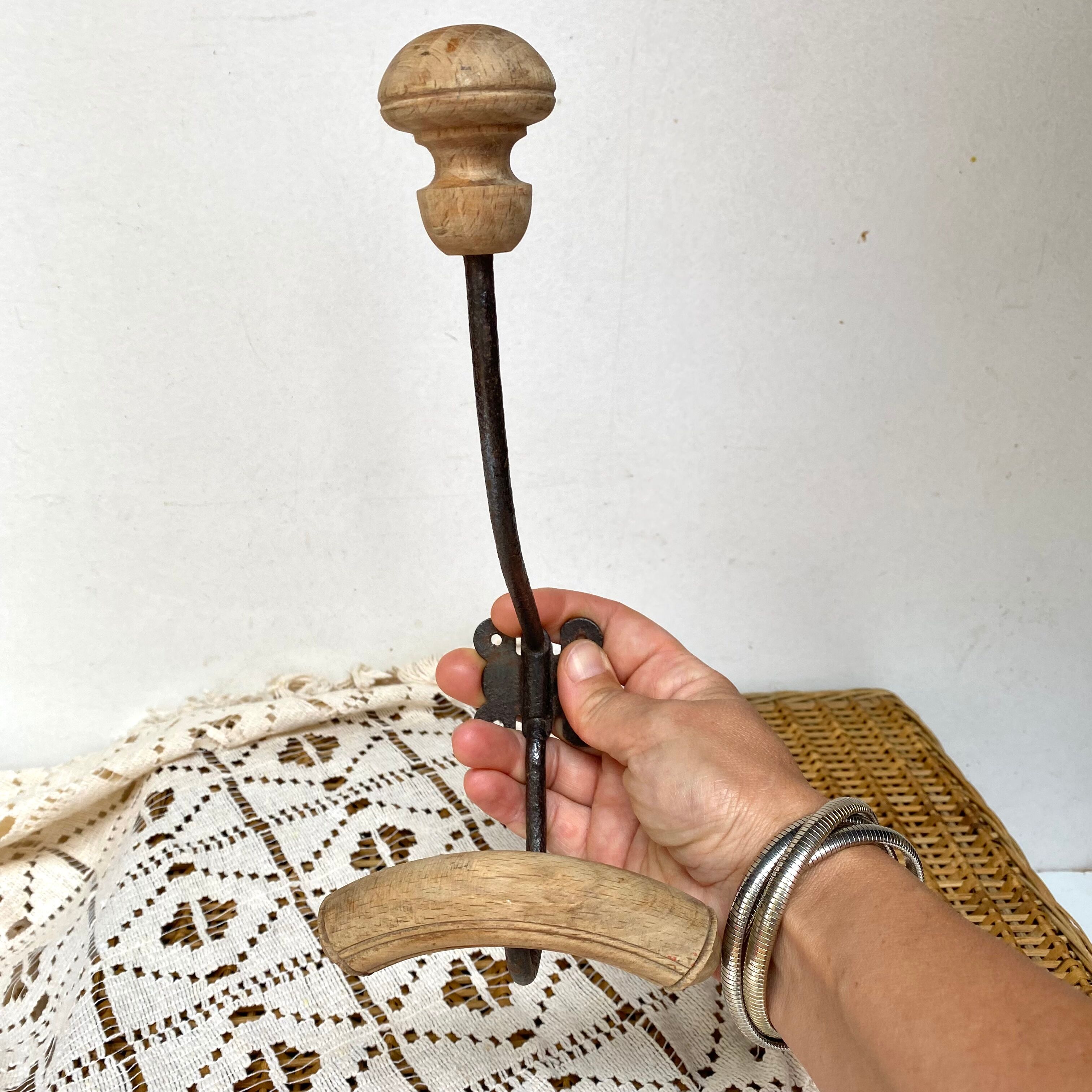 Old hook wall coat rack
