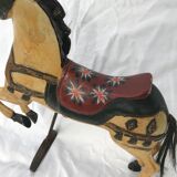 Wooden horse with period ironwork support