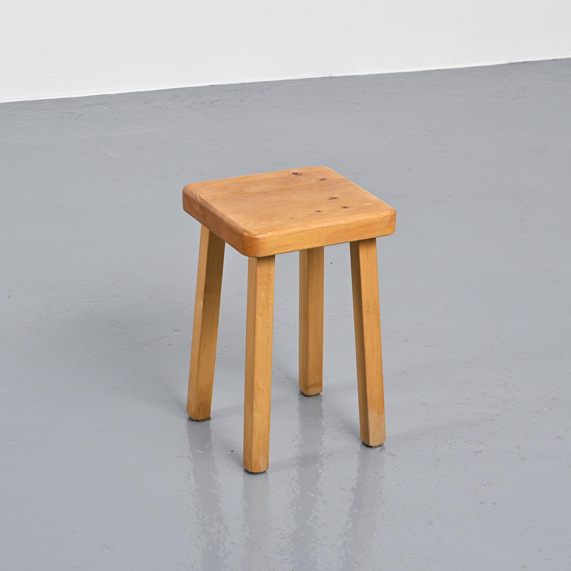Pine stool by Charlotte Perriand, Les Arcs, France