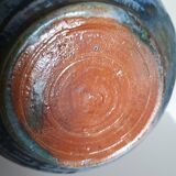 Vase with 2 small fleur-de-lis - glazed terracotta, cobalt