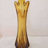 Bubbled amber glass vase from Biot