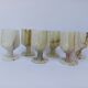 set of 6 small wine glasses in green alabaster stone