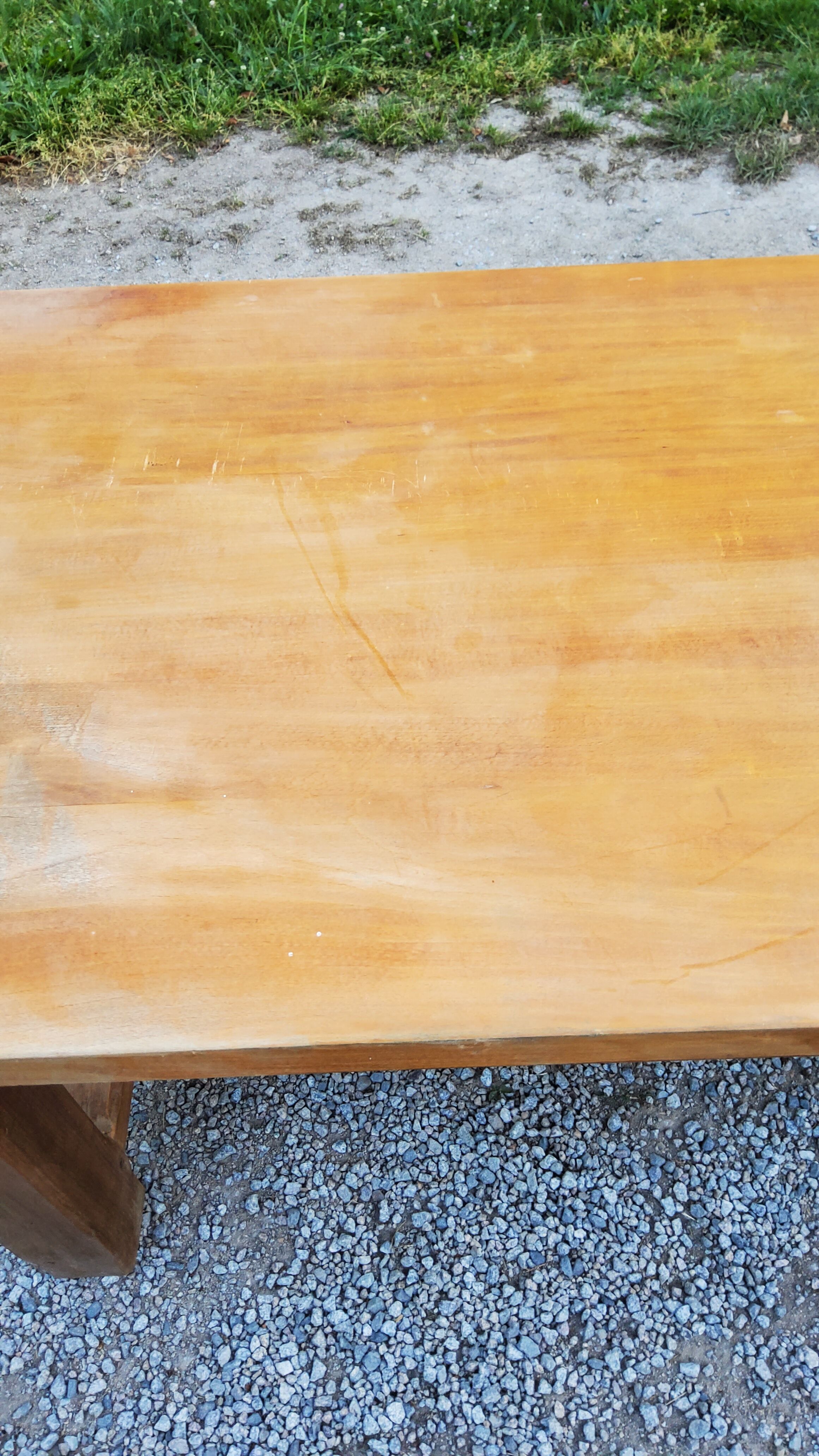 Table de ferme en hêtre et chêne 1 tiroir en ceinture 200cm