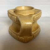Candle holder geometric shape ocher ceramic