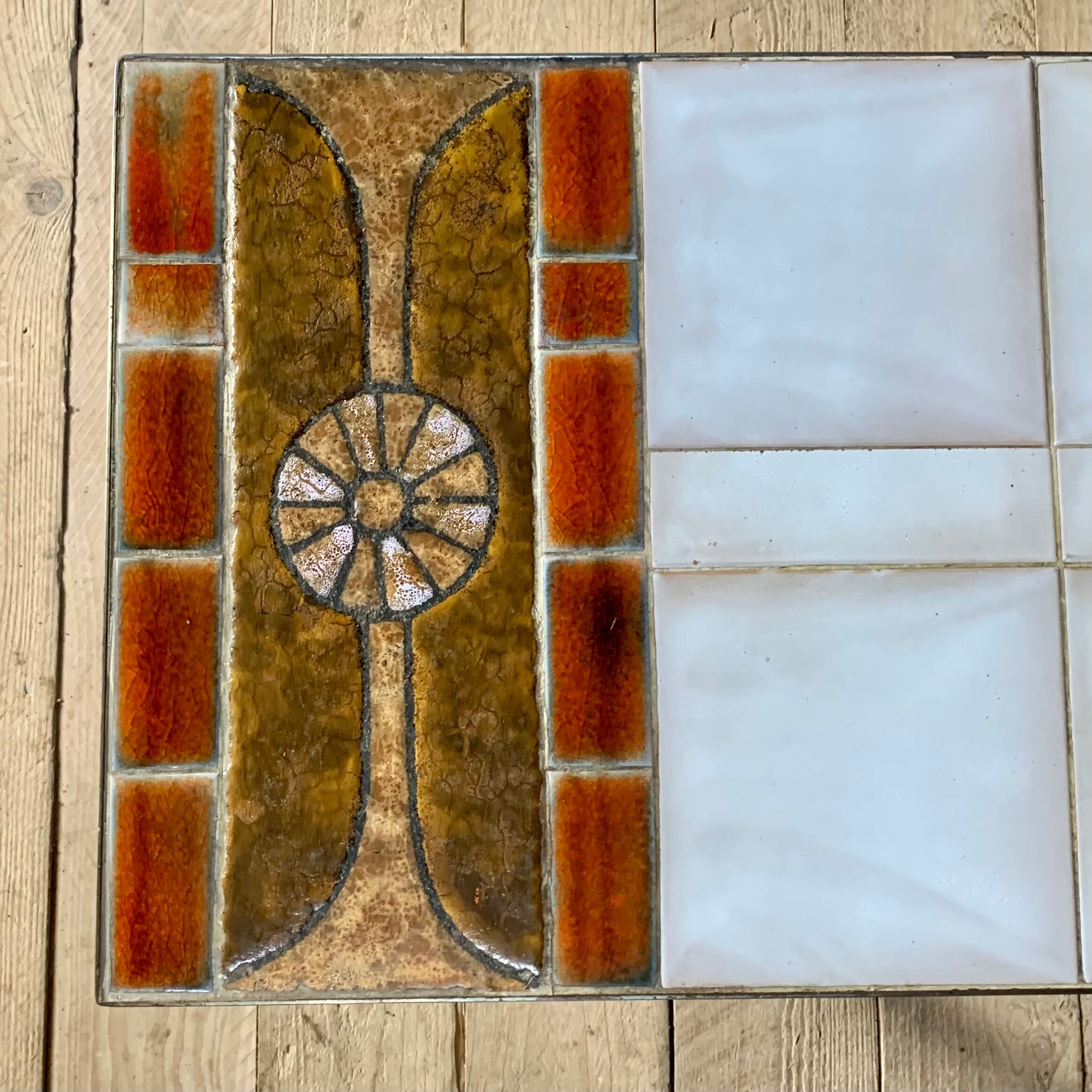 Ceramic coffee table and brushed steel by Jean Gregorieff