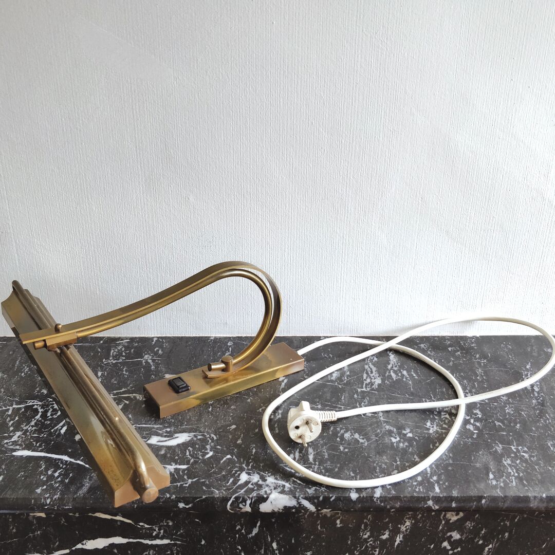 Old art deco brass piano lamp