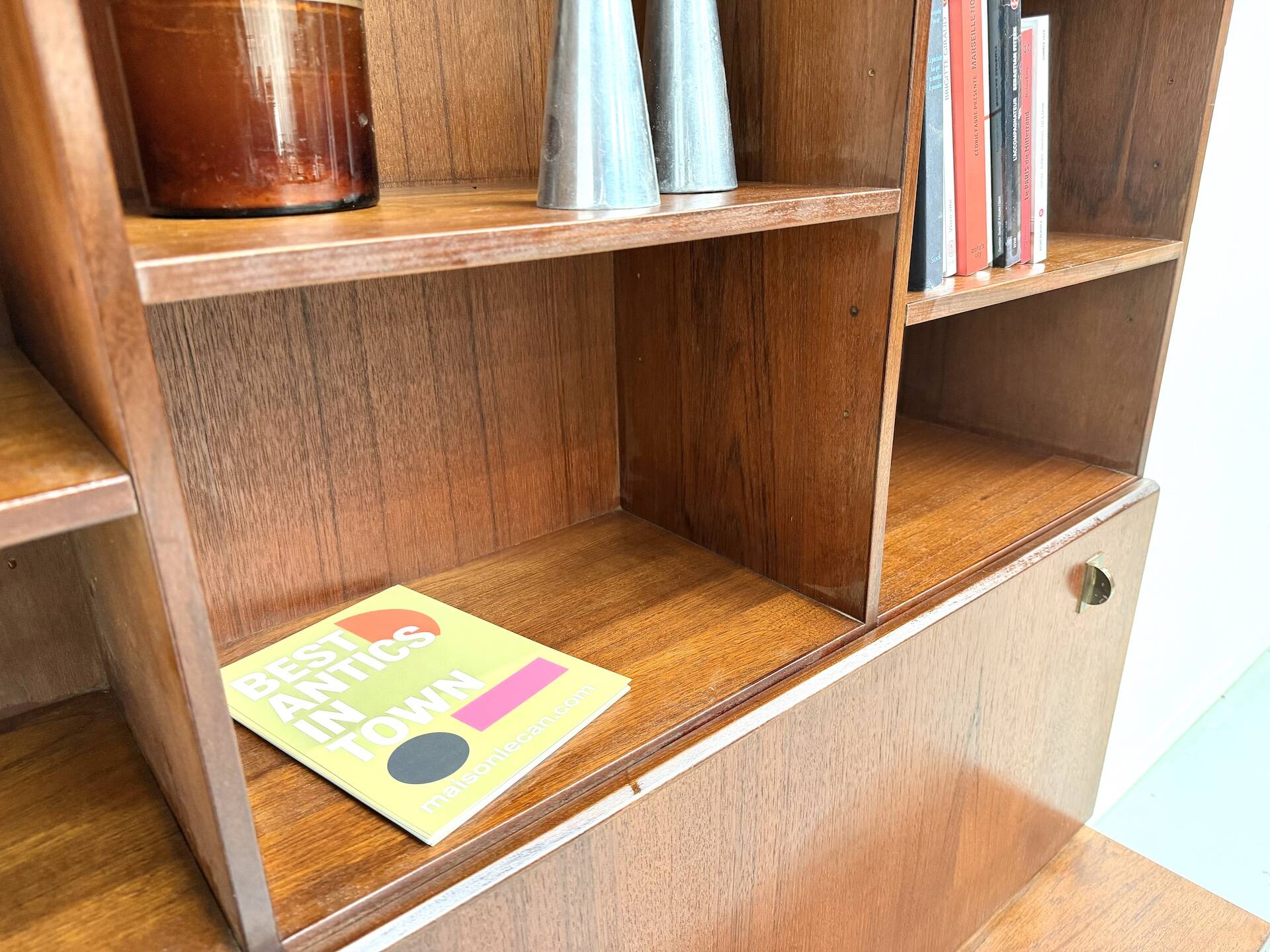 Teak and brass bookshelf designed by Peter Løvig Nielsen, CI.