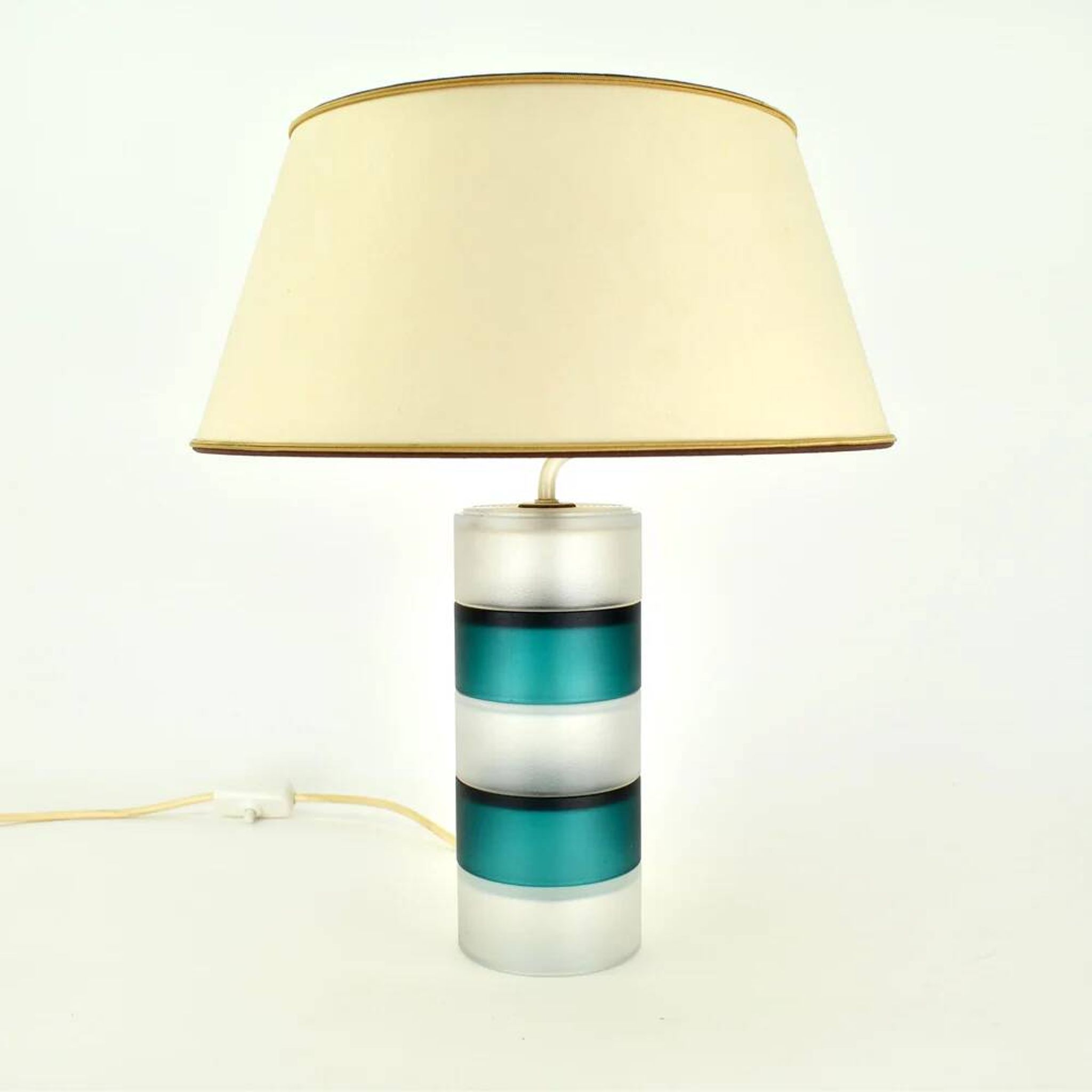 Lampe de table scandinave vintage moderniste bleu sarcelle et verre clair