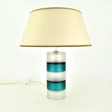 Scandinavian vintage modernist teal and clear glass table lamp