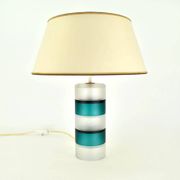 Lampe de table scandinave vintage moderniste bleu sarcelle et verre clair