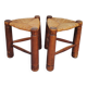 Tripod stools, straw, vintage, folk art