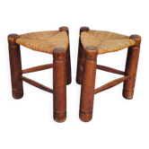 Tripod stools, straw, vintage, folk art