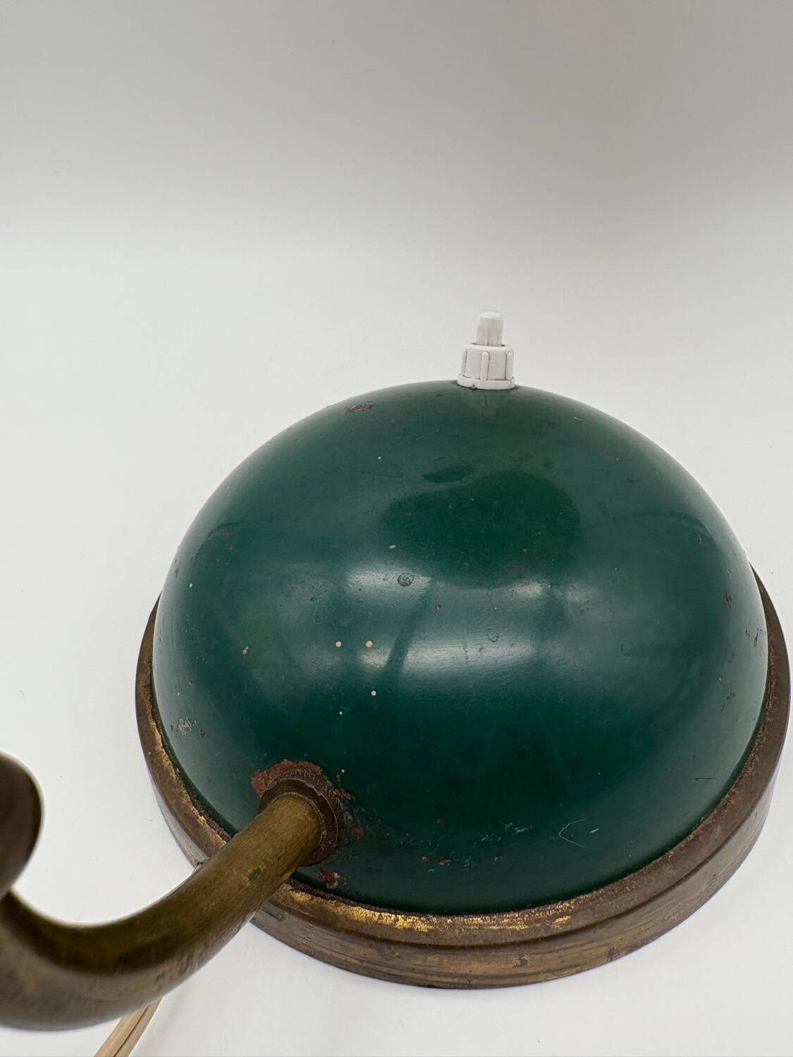 1960s cocotte desk lamp, green and brass, table lamp