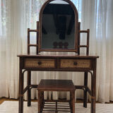 Rattan dressing table with her stool