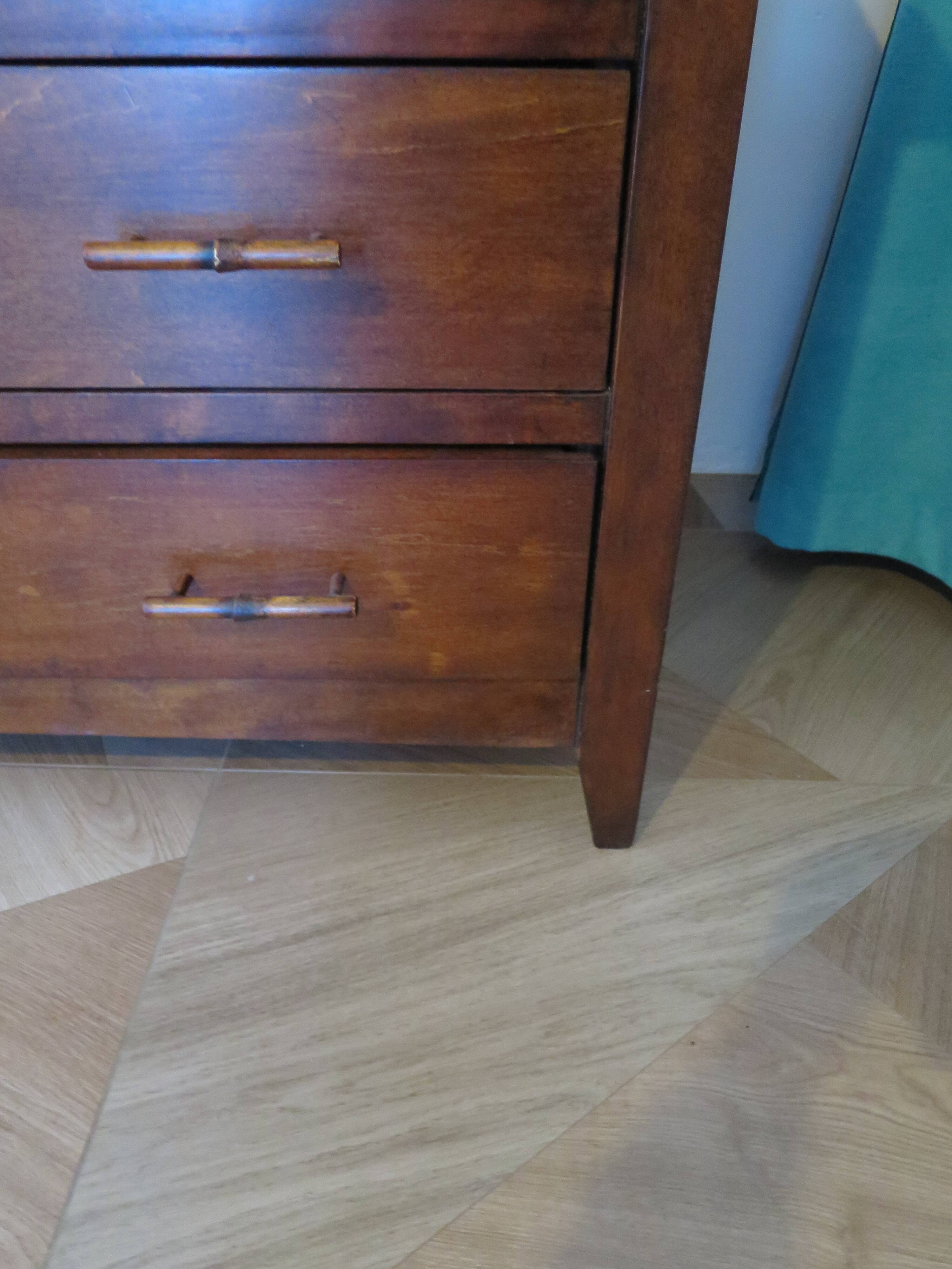 Commode longue–3 tiroirs -style colonial–Teinte acajou