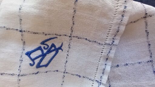 Set of 8 napkins, in white cotton, MONOGRAM DP.