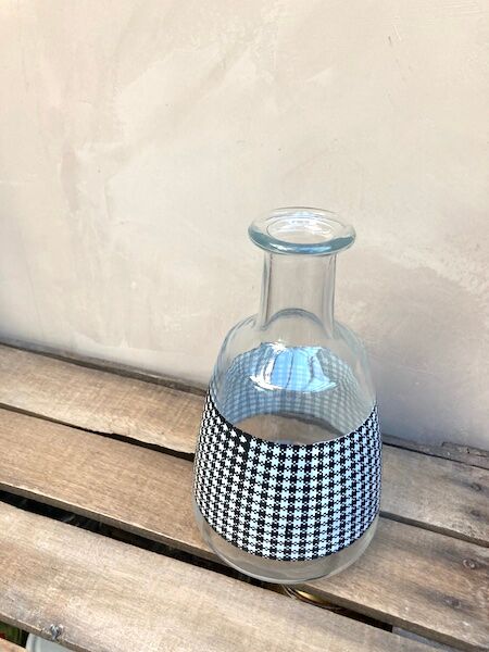 Vintage checkered black and white carafe