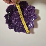 purple ceramic bowl in the shape of a tree leaf