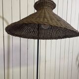 Floor lamp, e-reader door reviews with rattan basket circa 1950