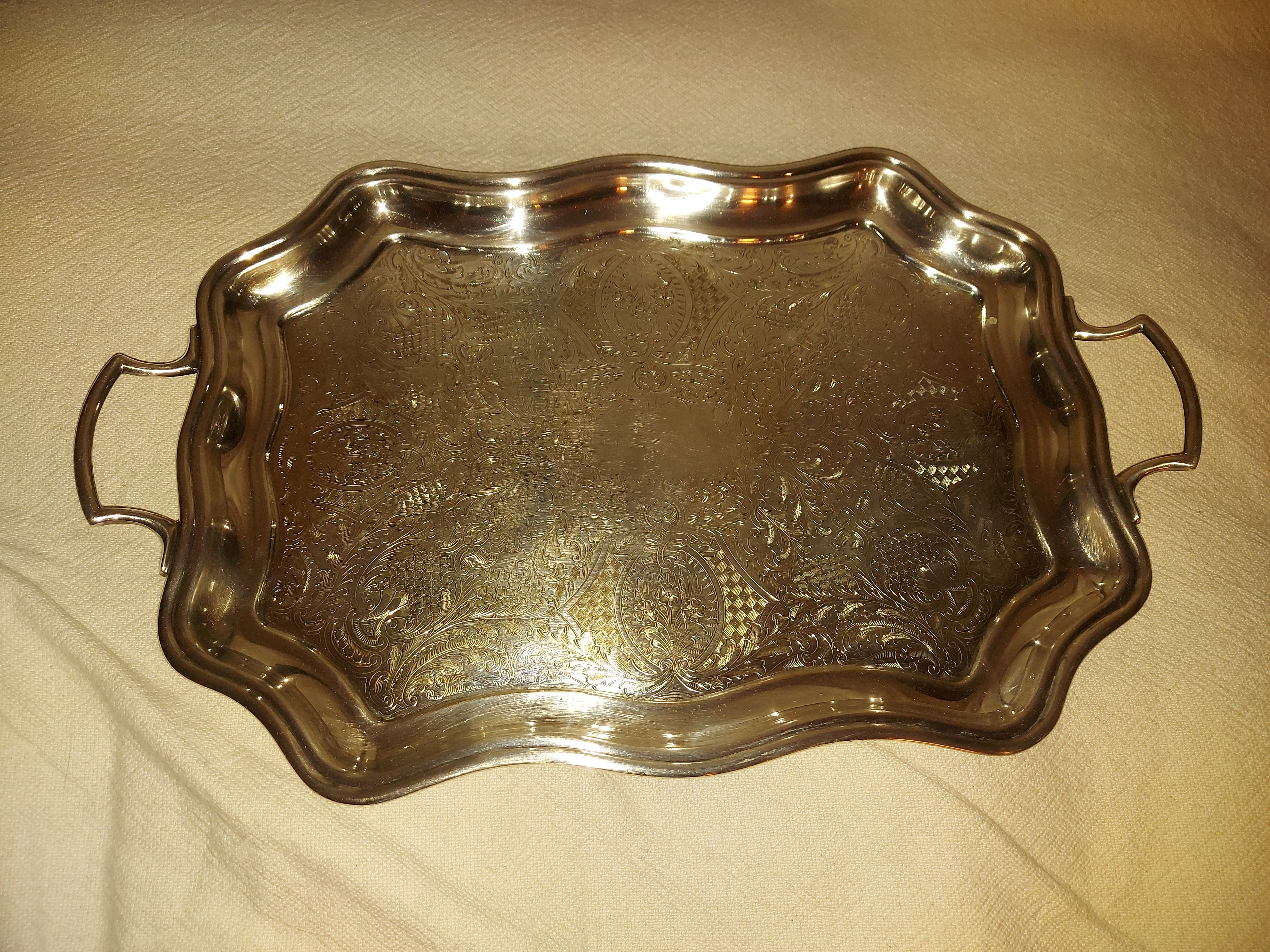 Large english silver metal tray