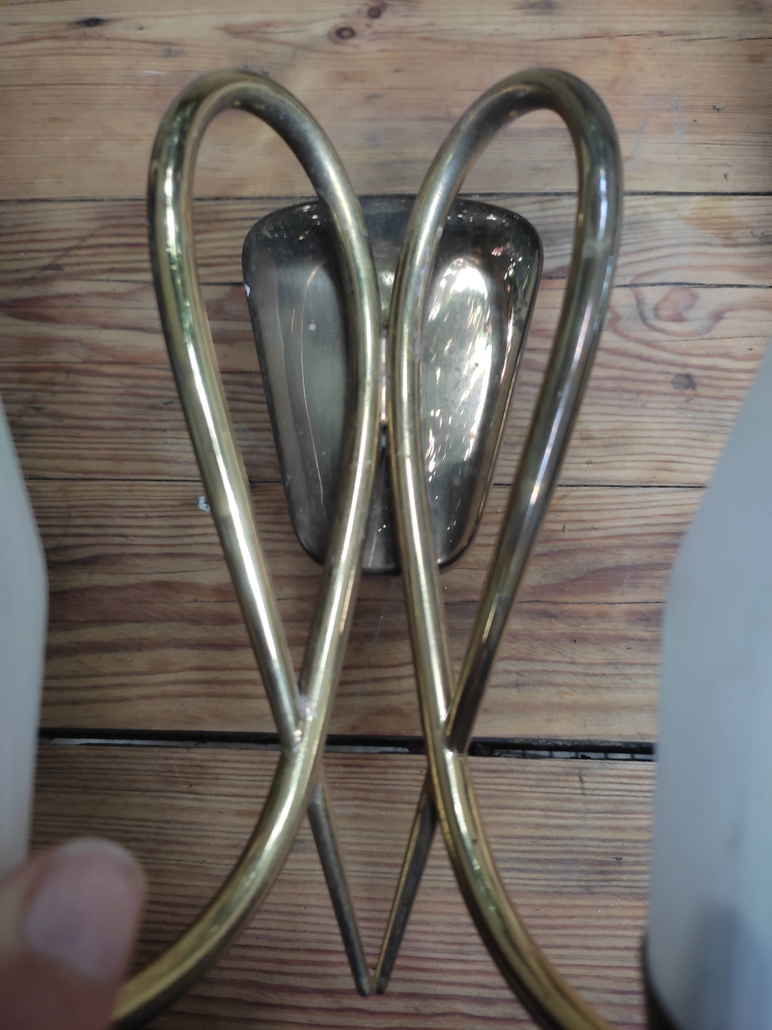 Duo of double appliques in brass and opalines