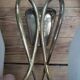 Duo d'appliques double en laiton et opalines