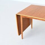 Hans Wegner drop-leaf dining table in beach and teak Denmark 1950