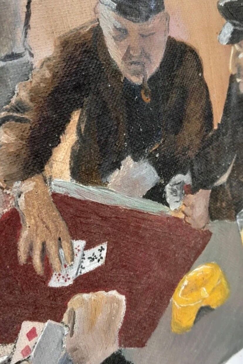 Oil on canvas under glass, "The Players" 1950