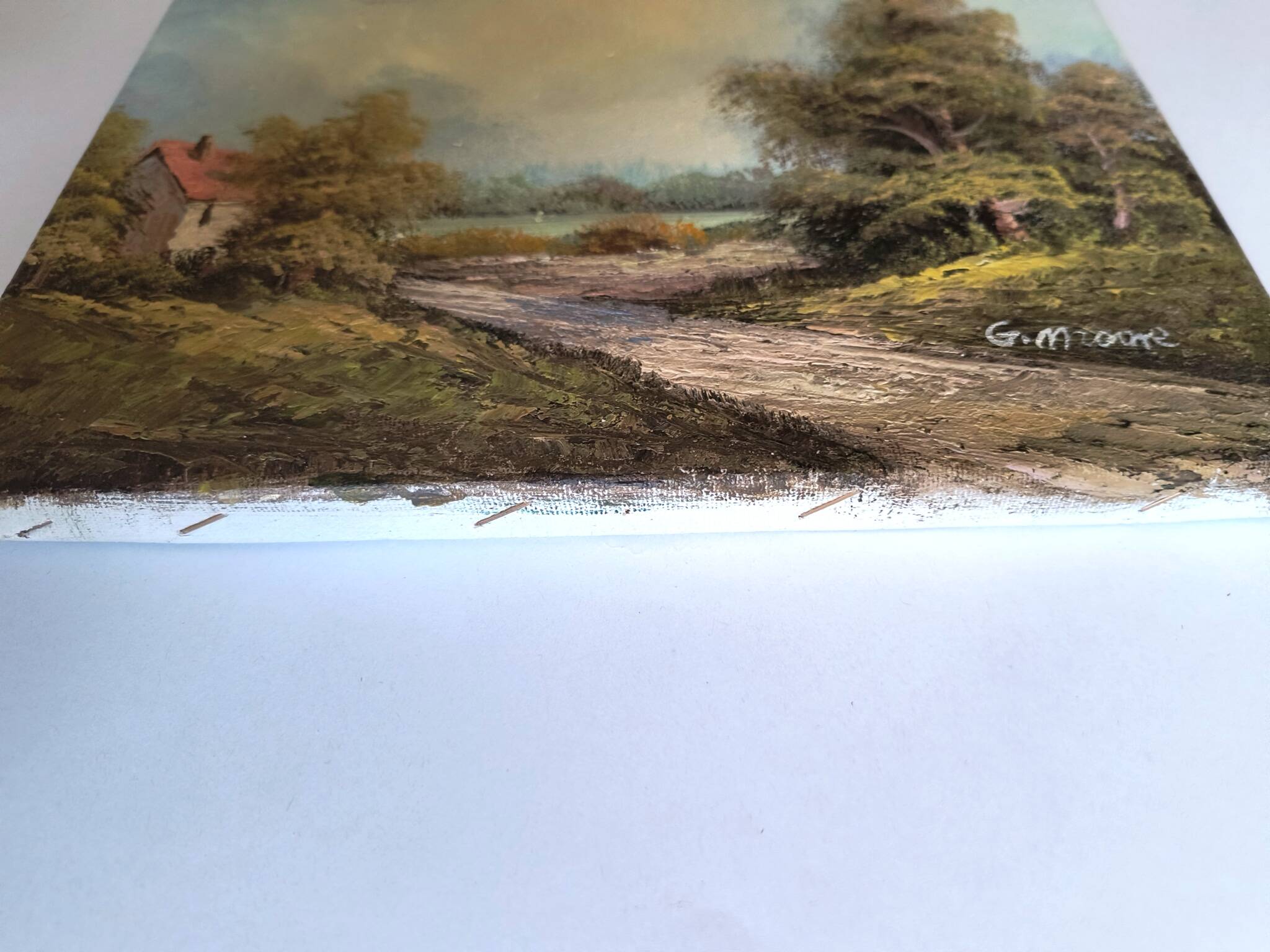 Antique oil painting. Country house - signed G. Monroe