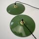 Ancienne paire suspensions industrielles emaillees vertes 24 cm