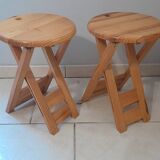 Pair of foldable stool in vintage pine