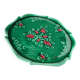 grand plat à gâteaux en barbotine, Vert & Bordeaux, 1970