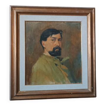 Oil portrait on canvas from the 1920s - painted on the back - Giuseppe Torelli (1881 -1959)