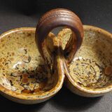 Saleron vintage en grès pyrité signature à identifier XXème