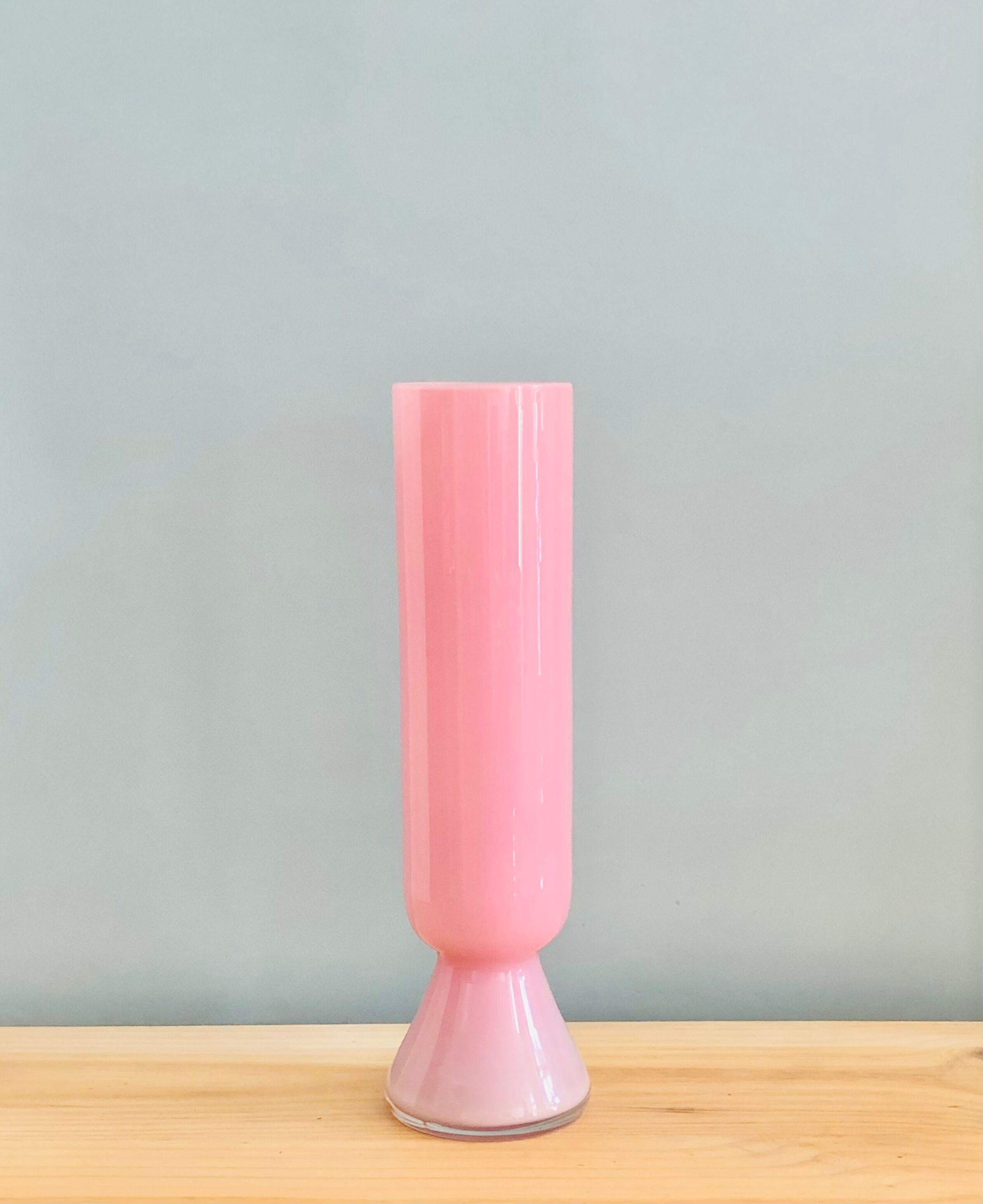 Large vintage vase in pink opaline H40cm