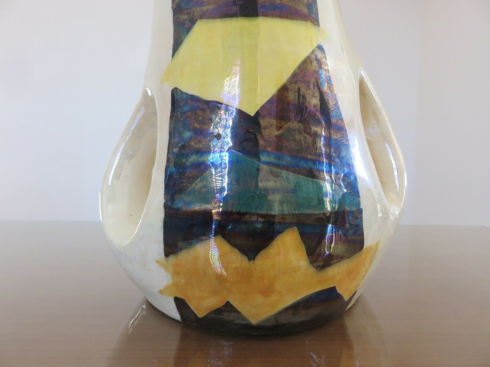 Large free-form vase in iridescent ceramic 60s