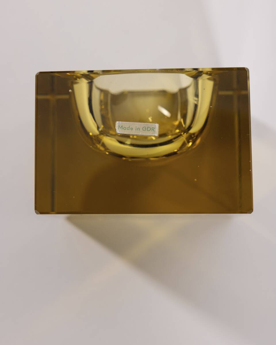 Vintage 1960s Yellow Crystal Ashtray, German Design