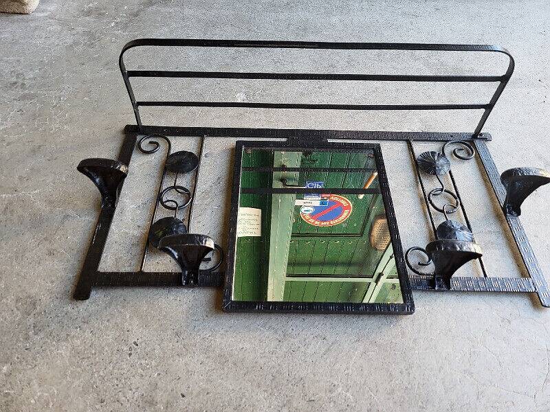 Porte manteaux miroir en fer forge
