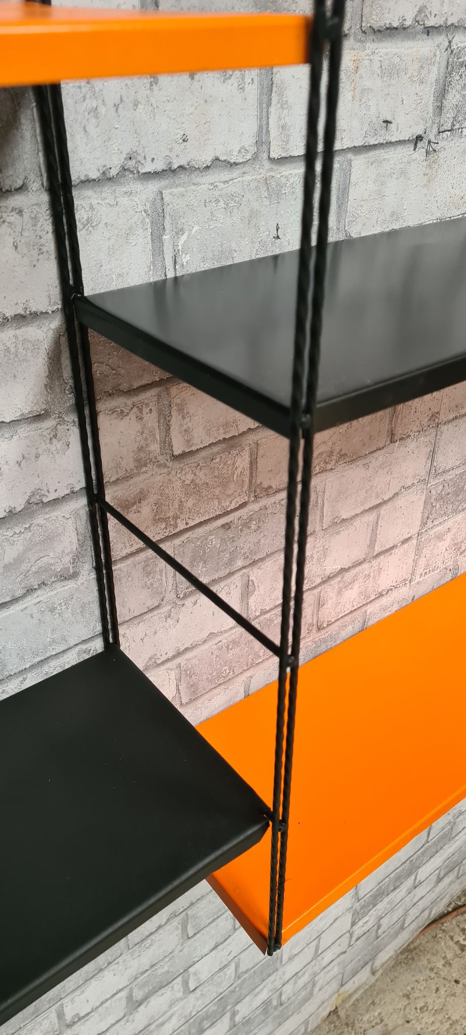 1960 metal 4 shelves 3 uprights, black