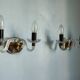Pair of vintage glass/mirror two-arm wall lights